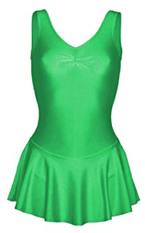 Prime fashions - Kids Shiny Nylon Sleeveless- Dance Ballet Gymnasts- Leotard with skirt Girls