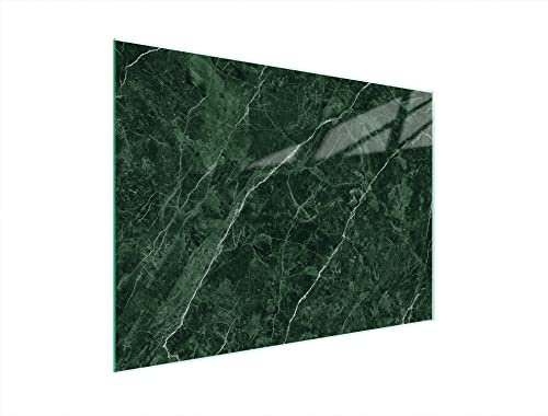 DarHaus Herdabdeckplatte 40x30 cm Einteilig Glas Elektroherd Induktion Herdschutz Spritzschutz Glasplatte Deko Schneidebrett, Marmor Grün