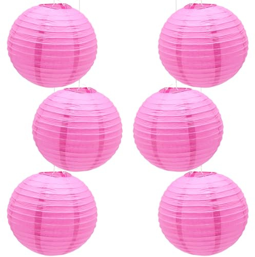 CEEYSEE 6 faroles de papel de 12 pulgadas, color rosa, chino, japonés, redondo, para decoración de Halloween, boda, cumpleaños, faroles de papel, decoraciones de fiesta (DLMH/rosa)