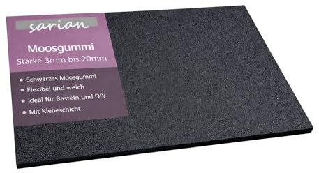 Moosgummiplatte 200mm x 300mm selbstklebend 3mm 5mm 8mm 10mm stark EPDM Zellkautschuk Moosgummiatte Dichtungsmatte einseitige Klebeschicht Dämmplatte Moosgummiunterlage (Stärke 10mm)