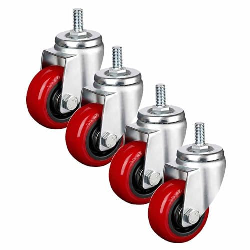 ZYBOWAYL 4 Piezas Ruedas de Poliuretano 75mm, Ruedas Giratorias para Muebles Pesados con Bloqueo Freno, M16*80mm Ruedas Roscadas de Repuesto para Estanterías, Equipos (Size : 4 swivel)