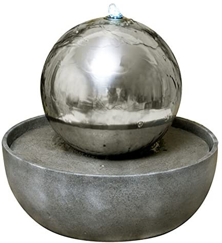 Fontana da giardino per interni ed esterni Fontana per esterni Sfera Fontana con giochi d'acqua Sfera in acciaio inossidabile Luci a LED per interni ed esterni per terrazza, patio, portico, decor