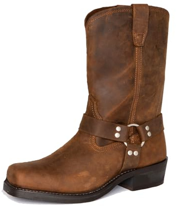 xnwchalty Horse Riding Boots for Men - Leather Wide Calf Pull On Biker Boots