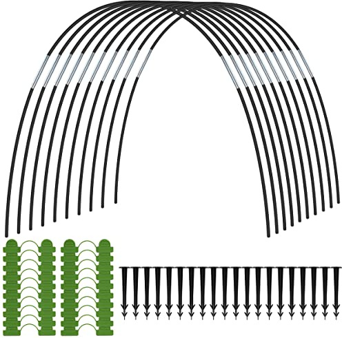 Gatphy 90 cerchi per serra per aiuole rialzate, tunnel da giardino staccabili in fibra di vetro per serra, archi per protezione delle piante, con 20 clip e 20 chiodi per tessuto a rete