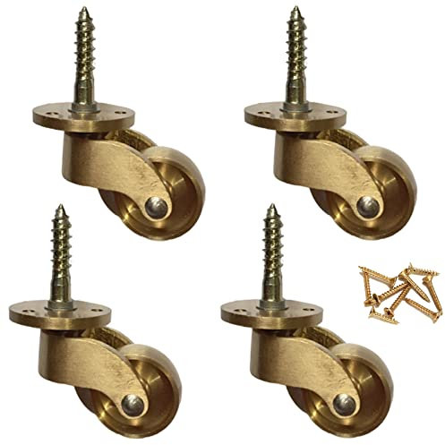 Messing-Lenkrolle, Universalrollen mit 22-mm-Rolle, 360° schwenkbare Universal-Möbelrollen, antiker Vintage-Stil, Schraubbefestigung, Tragkraft 200 kg, mit Schrauben