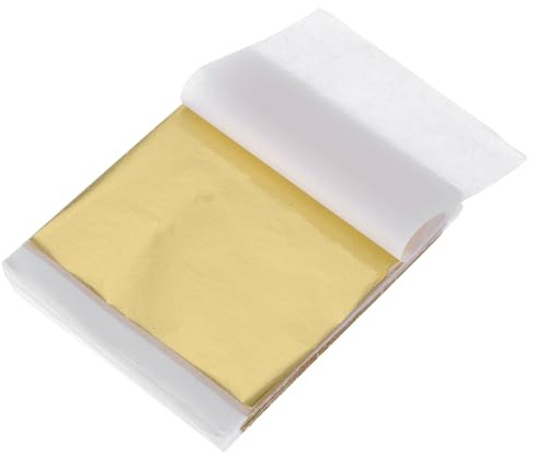 QUARKZMAN 200 Blatt Blattgold zum Basteln, 14 x 14 cm Imitation Goldfolie Goldflocken Goldpapier für Acrylmalerei Kunstprojekt Handwerk Möbel Dekoration Nägel Maniküre, Champagnergold