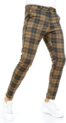 Wetta Jeans Pantalon à Carreaux météo pour Homme – Pantalon Chino Skinny pour Homme – Pantalon Extensible à Carreaux Tendance pour Homme 38-Taille