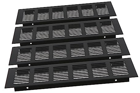 Angoily 4 Stück Aluminiumlegierung-luftgitter-entlüftungsabdeckung Für Schuhschränke Kleiderschrankmöbel Schwarz 80 X 250 Mm – Regen Wind