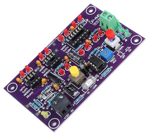 Probador de Amplificador Operacional Placa Detectora de Chip IC para Medidor T2 DC12V Doble Cuádruple Individual con Indicador de Salida LED Rojo Verde Terminal de Prueba de