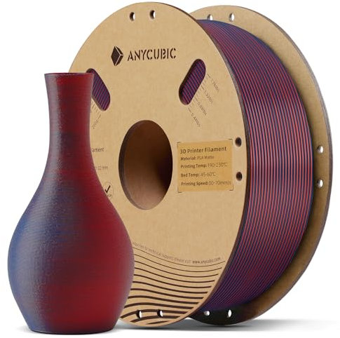 ANYCUBIC Matte PLA Filament 1,75mm, 3D Drucker Filament Matte Textur, Feine Oberfläche, Keine Schichtlinien sichtbar, Matte Rot Blau 1KG