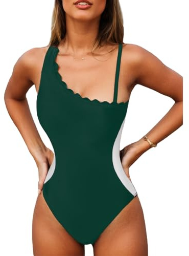 YNIQUE Costume da Bagno Intero da Donna Asimmetrico a Una Spalla, Taglio Vita Colorato, Spalline Sottili Regolabili, Sexy e Comodo per Spiaggia e Piscina