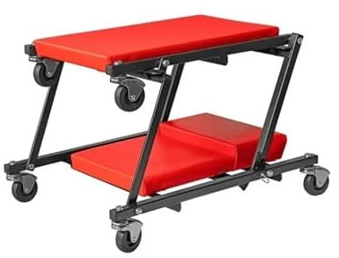 MOMOBC Werkstattsitz, 91,4 cm, Faltbarer Rollwagen, 2-in-1-Werkstattrollwagen für die Reparatur, 91,4 cm, Rot, 136,6 kg Tragkraft, mit 6 Rädern, Werkstatthocker
