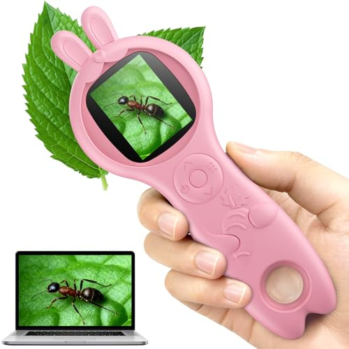 T TAKMLY Mini Pocket Digital Microscope, Macro Fixed Focus Magnifying Glass, Portable Handheld USB Digital Microscope 500x Magnification, 4X Zoom