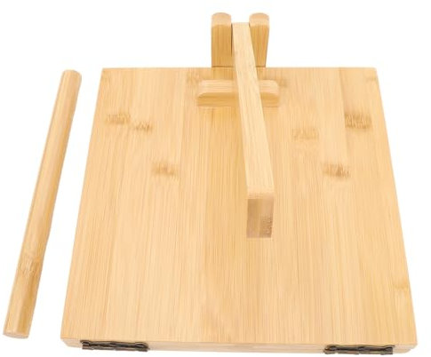 Pressa per Tortillas in Legno di Bambù 10 Pollici con Cerniera in Acciaio Inox per Impasto Sottile Uniforme Pressa Manuale per Cucina Domestica per Tacos, Chapati, Pizza Fatta in Casa