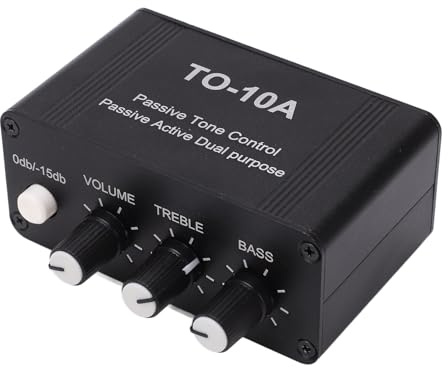 TARSHYRY Kompakter Stereo-Vorverstärker mit Bass- und Höhenregelung, 3,5-mm-Eingang/Ausgang für Lautsprecher und Subwoofer, Zweikanal-Audioverstärker mit NE5532-Chip, 5 W Ausgangsleistung