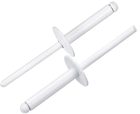 QUARKZMAN 100 Stück Blindnieten 3/16x3/4 Aluminium Nieten, Popnieten Mit Greifer Und Stahldorn Große Flansch Befestigungsnieten Für Metall Möbel Automotive Weiß