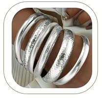 SIXDUTON 7 Stück Armreif für Damen Stapelbare Gold Armband für Frauen | 14K Vergoldet Armband Stapel Strukturiertes Armbänder Gold Silver Indianer Modeschmuck Geschenke für Frauen Mädchen