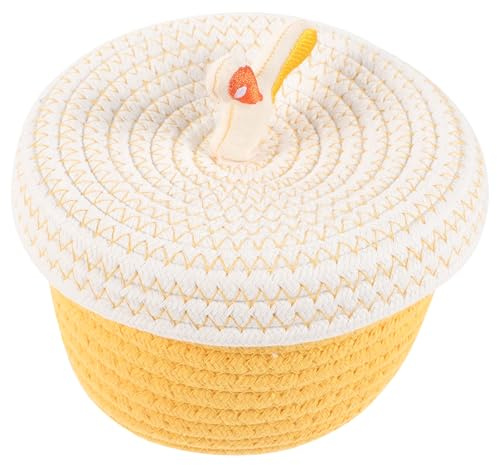 UKCOCO Panier en Corde de Coton Couvercle pour Rangement Multifonctionnel, Grosse Capacité, Design Décoratif, pour Bureau et Voiture