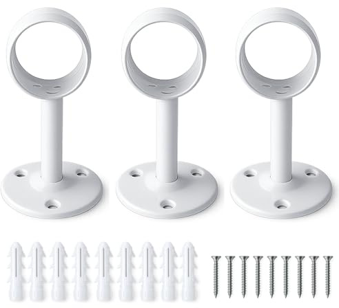 3er Set Gardinenstangen Halterung, Weiß, Deckenhalterung Gardinenstange, Stabil und Langlebig, Für Decken- oder Wandmontage, 32mm Durchmesser, Perfekt für Vorhänge, Schals und Dekorationen