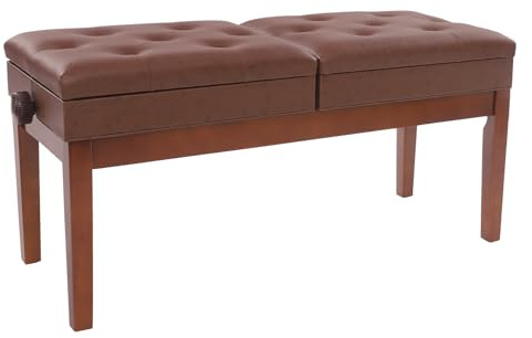 Endingfuny Klavierhocker 108 * 39 * 48 cm Klavierbank mit 200 kg Gesamtbelastbarkeit, Klassisch Klavierhocker Höhenverstellbar für Professionelle Auftritte Sowie Hause, Unterricht (Braun)