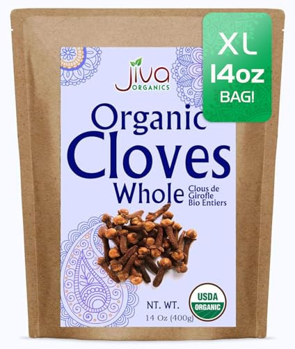 Jiva Organic Cloves Whole 14 Ounce Bulk Bag - Non-GMO, Keto Friendly, Non Irradiated - Fresh Organic Dried Clove Buds Bulk