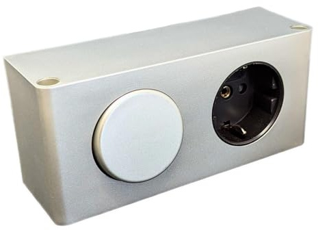 Lumonic Minibox 1x Schuko Steckdose + 1x Schalter Tischsteckdose Silber I Steckdose mit 230V max. 3600W I Perfekt für den Spiegelschrank und Werkstatt