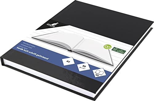 Notizbuch A5 Kangaro hard cover liniert cover schwarz, 80 grams, 80 Seiten liniert mit Seitenlinie K-5519 21.7x15.5x1