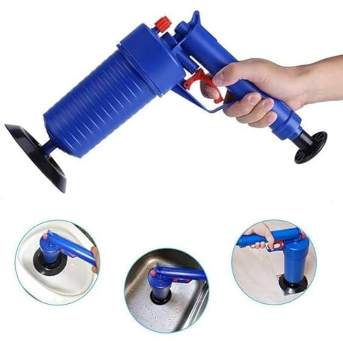 Globalmix Desatascador tuberias,Bomba de Drenaje Profesional de Aire comprimido Herramienta neumáticas,para baño y Cocina, Inodoro, bañera de Limpieza de desagües,con 4 Accesorios Globalmix GT501