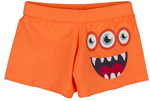 ALPHADVENTURE Go&Win Bañador Tipo Boxer Naranja Liso con Estampado En Pierna Izquierda Monster Jr para Niño Talla 8 Cm 125-130