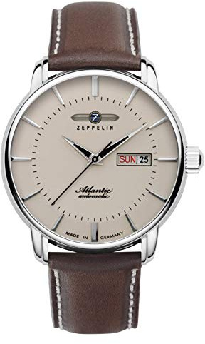 Zeppelin Herrenuhr mit Lederband Serie Atlantic Automatik Wochentag Datum 8466-5