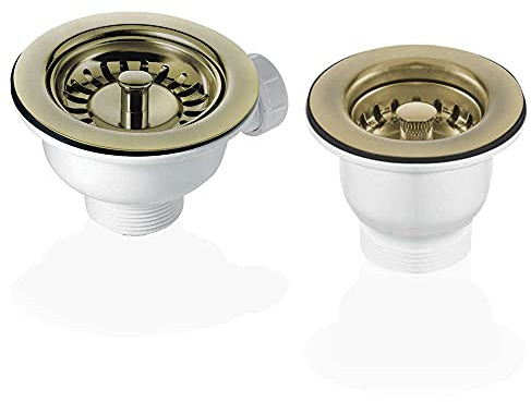 90 & 65mm Basket Strainer Waste for Astini, RAK, Rangemaster Ceramic Sink XK186+MBSWSS85-90-Bronze