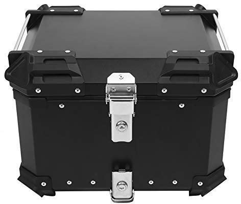 BigKing Motorrad Topcase 45L – Wasserdichter Motorradkoffer mit Schloss & 2 Schlüsseln, Universal Heckbox für Roller & Motorrad, CNC-Aluminium Gepäckbox (Schwarz)