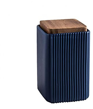 YYW Quadratische Vorratsdose für Lebensmittel, Keramik, Keksdosen mit luftdichtem Deckel, tolle Lebensmittelaufbewahrungsdose für Kaffeebohnen, Tee, Gewürze oder Snacks (blau, L)