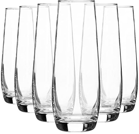 Argon Tableware Flûtes de Champagne Corto SteMless - Flûtes de Verre Modernes pour Le Champagne, Prosecco, Vin Mousseux - 230ml - Clear - Pack de 12