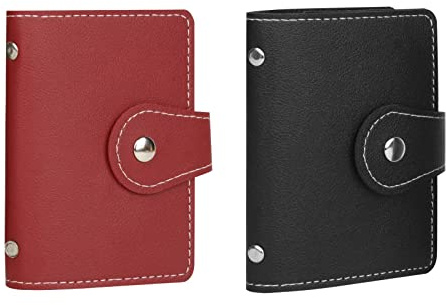 PRIVILLA 2 Pcs Credit Card Holder and Credit Card Wallet，Sd Card Holder Each Has 26 Card Slots for Organizers, 2024 New Credit Card Holders for Men and Women (black+red)