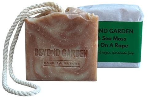 Sea Moss and Clay Soap on a Rope Moisturising Artisan Soap Bar, No Artificial Colouring Made with Essential Oil for Men and Women (160g)