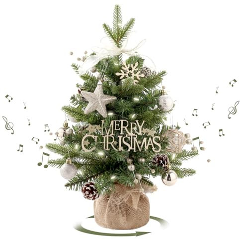 Nexoria Spieluhr Weihnachtsbaum, 360° Rotierende Spieluhr Weihnachtsbaum DIY Mini Künstlicher Weihnachtsbaum Weihnachtsdekoration Weihnachten Spieluhr-Desktop-Dekoration Für Weihnachtsfeier (C)