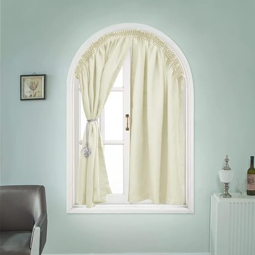 SHERY Arch Window Curtains Half Circle Arc for Door Arch - Semicircle Shades (Beige)