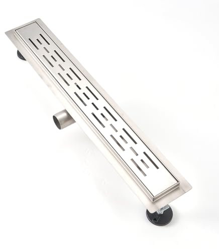 GY Bath Duschrinne 50cm Komplettset,Type H Bodenablauf Edelstahl Duschablauf,Siphon mit Geruchsstop, Haarsieb