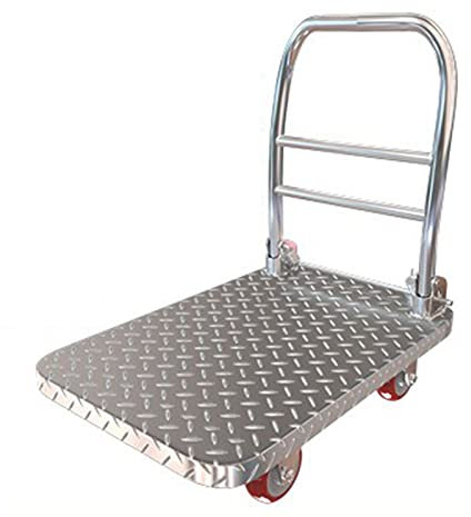 Plattformwagen Handschub-Plattformwagen mit 360-Grad-Schwenkrädern, Plattformwagen aus Stahl, für einfachen Transport/schweres Heben (Größe: 6-Zoll-Rad)