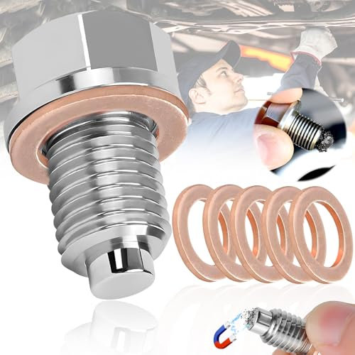 Mikqky 7 Pezzi Tappo Scarico Dell'Olio Magnetico, Tappo Scarico Olio Con Anello Di Tenuta, Tappo a Vite Della Coppa Dell'Olio, Tappo Di Scarico Dell'Olio M14x1,5, Con 6 Distanziali a Vite