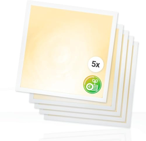 Xtend EcoLight 5x LED Panel 62x62cm 3000K Warmweiß 25W 3500lm Rasterleuchte flimmerfrei Energieeffizient Deckenleuchte Netzteil BLe2.0