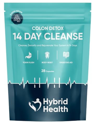 Hybrid Health Colon Cleanse Rapid 14 Day Detox Supplement for Men & Women | 28 High Strength Capsules | Eliminates Toxins, Promotes Gut Health | Non GMO Gut Cleanse
