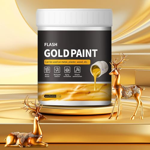 Flüssige Gold Farbe, Blattgoldfarbe Auf Wasserbasis, Goldfarbe Für Handwerk, Blattgold Farbe Für Kunst Malerei, 300g Schnell Trocknend Nicht Verblassende Goldfolienfarbe