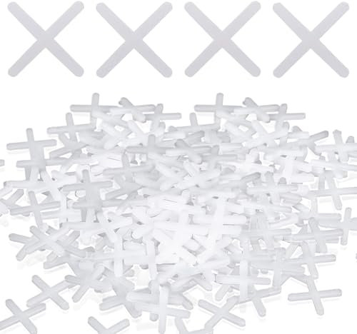 500 croci per piastrelle bianche, in plastica, 3 mm, per piastrelle decorative, distanziatori a croce in plastica, per piastrelle da parete e pavimento, distanziatori per piastrelle bianche