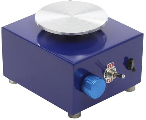 Dokiiovo Mini-Töpferscheibe, Elektrische Töpferscheibe Maschine, Metall-Drehteller Töpferscheibe, 2000 U/min Einstellbare Keramik Rad Maschine, Geeignet für Anfänger, Enthusiasten usw. (Blau)
