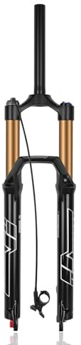 HZXQCVB 27,5/29'' Forcella Ammortizzata per MTB Escursione 120/140mm Forcella Anteriore Air per Mountain Bike Attacco Manubrio Diritto da 1-1/8'' QR 9x100mm Freno A Disco(29in Gold,120mm)