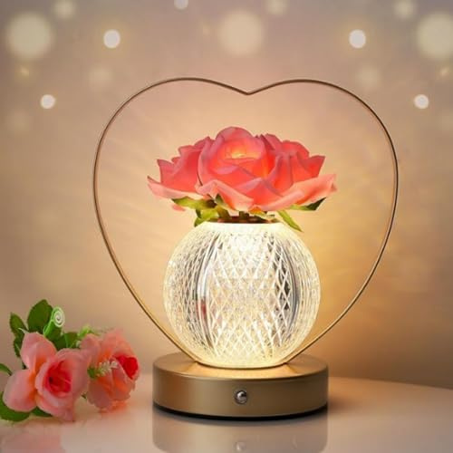 Maimeili Tulpen LED Tischlampe wiederaufladbare Schnurlose Berührung Dimmen Künstlicher Schmetterling Orchidee Sonnenblumenlampe Licht auf Zeichen Romantische Geschenke für Schlafzimmer Frauen Mutter