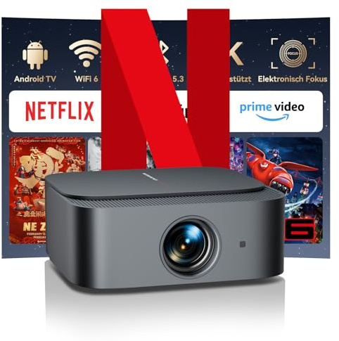 Beamer 4K Kompatibel mit Netflix, ZOOMCAT Smart Beamer mit Elektrischer Fokus & 4D Keystone, WiFi 6/Bluetooth 5.3, Native 1080P & HDR10+, 1000 ANSI Heimkino Projektor für Streaming ohne TV-Stick