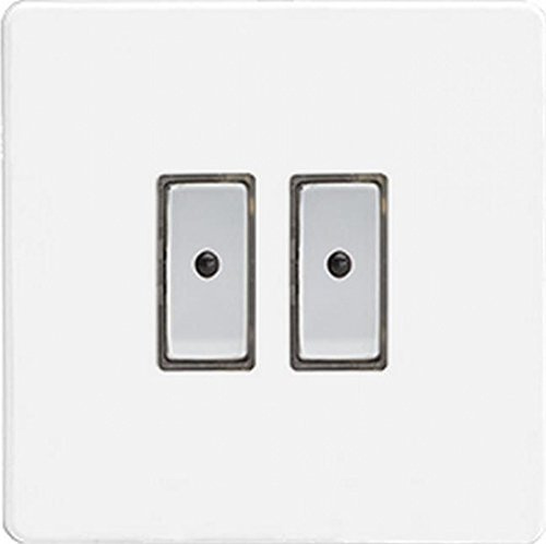 Varilight JDQE102S LED Premium White V-PRO ECLIQUE2 Screwless 2 x 100W Remote Control & Touch LightScene Master Dimmer